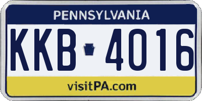 PA license plate KKB4016