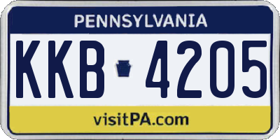 PA license plate KKB4205