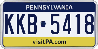 PA license plate KKB5418