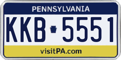 PA license plate KKB5551