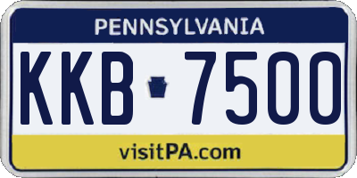 PA license plate KKB7500
