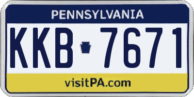 PA license plate KKB7671