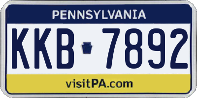PA license plate KKB7892