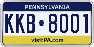 PA license plate KKB8001