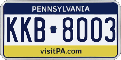 PA license plate KKB8003