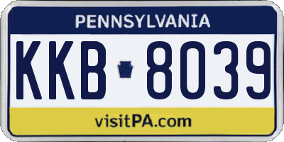 PA license plate KKB8039