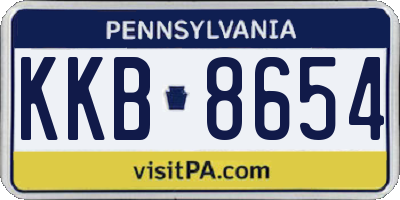 PA license plate KKB8654