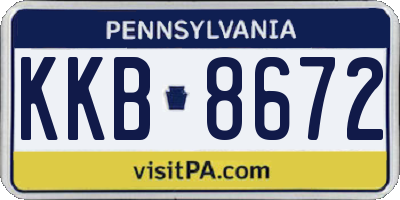 PA license plate KKB8672