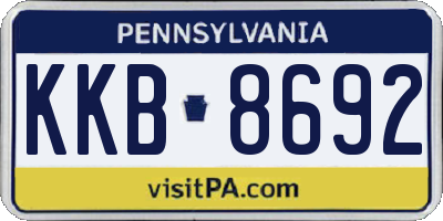 PA license plate KKB8692