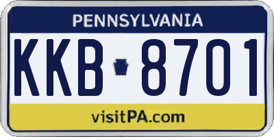 PA license plate KKB8701