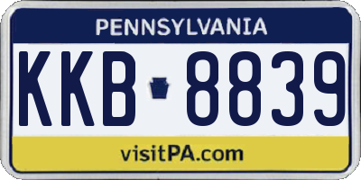 PA license plate KKB8839