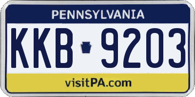 PA license plate KKB9203