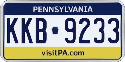 PA license plate KKB9233