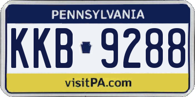 PA license plate KKB9288