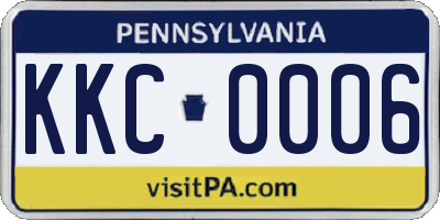 PA license plate KKC0006