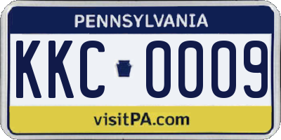 PA license plate KKC0009