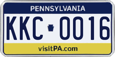 PA license plate KKC0016