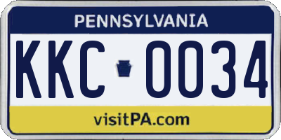 PA license plate KKC0034