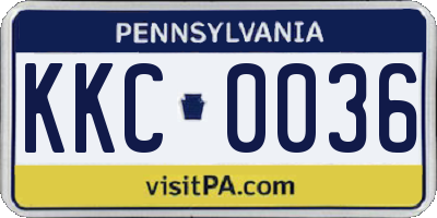 PA license plate KKC0036