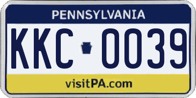 PA license plate KKC0039