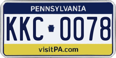 PA license plate KKC0078