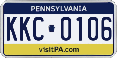 PA license plate KKC0106