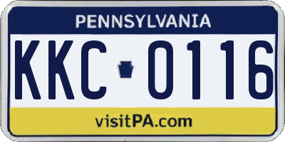 PA license plate KKC0116