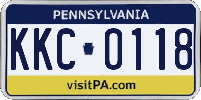 PA license plate KKC0118