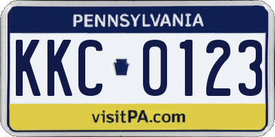 PA license plate KKC0123