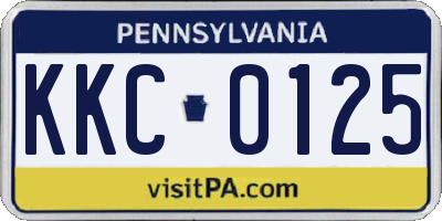PA license plate KKC0125