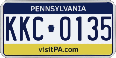 PA license plate KKC0135