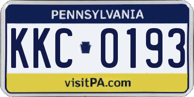 PA license plate KKC0193