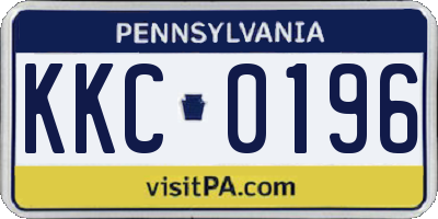 PA license plate KKC0196