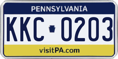 PA license plate KKC0203