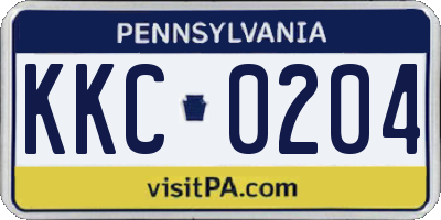 PA license plate KKC0204