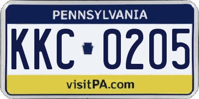 PA license plate KKC0205