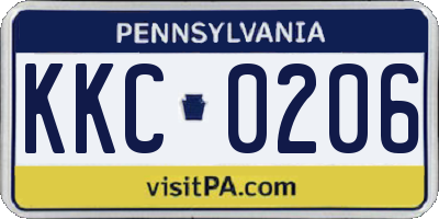 PA license plate KKC0206