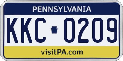 PA license plate KKC0209