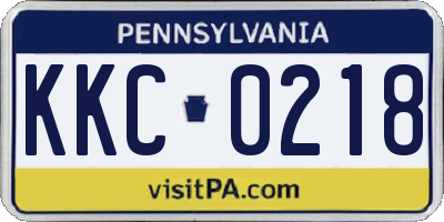 PA license plate KKC0218