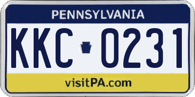 PA license plate KKC0231