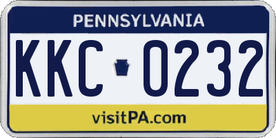 PA license plate KKC0232