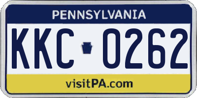 PA license plate KKC0262