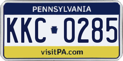 PA license plate KKC0285