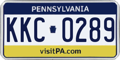 PA license plate KKC0289