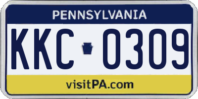 PA license plate KKC0309