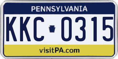 PA license plate KKC0315