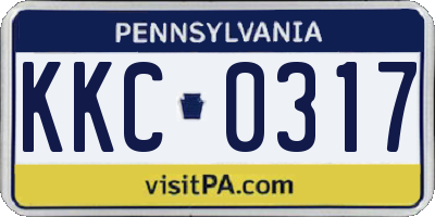 PA license plate KKC0317