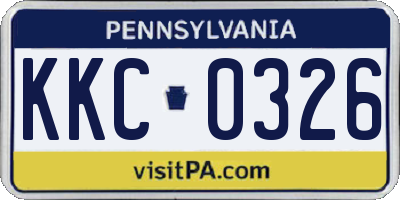 PA license plate KKC0326