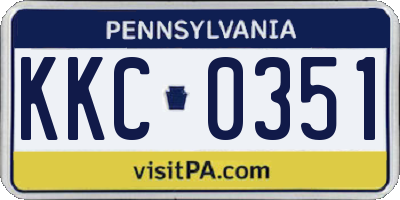 PA license plate KKC0351
