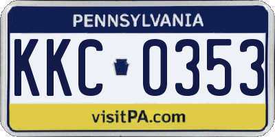 PA license plate KKC0353